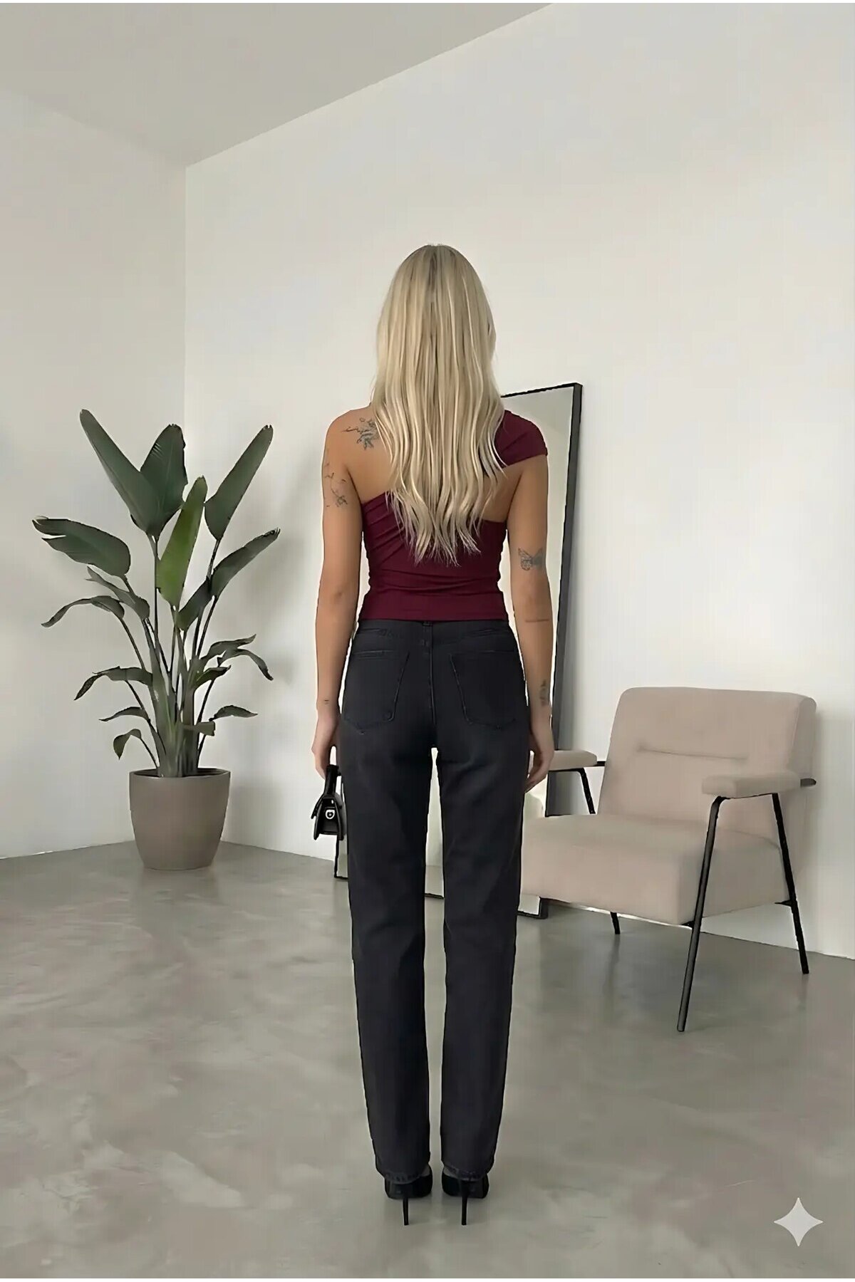 Kadın Bordo Gold Toka Detay Omuz Drape Detaylı Sandy Bluz HZL26W-FRY123741