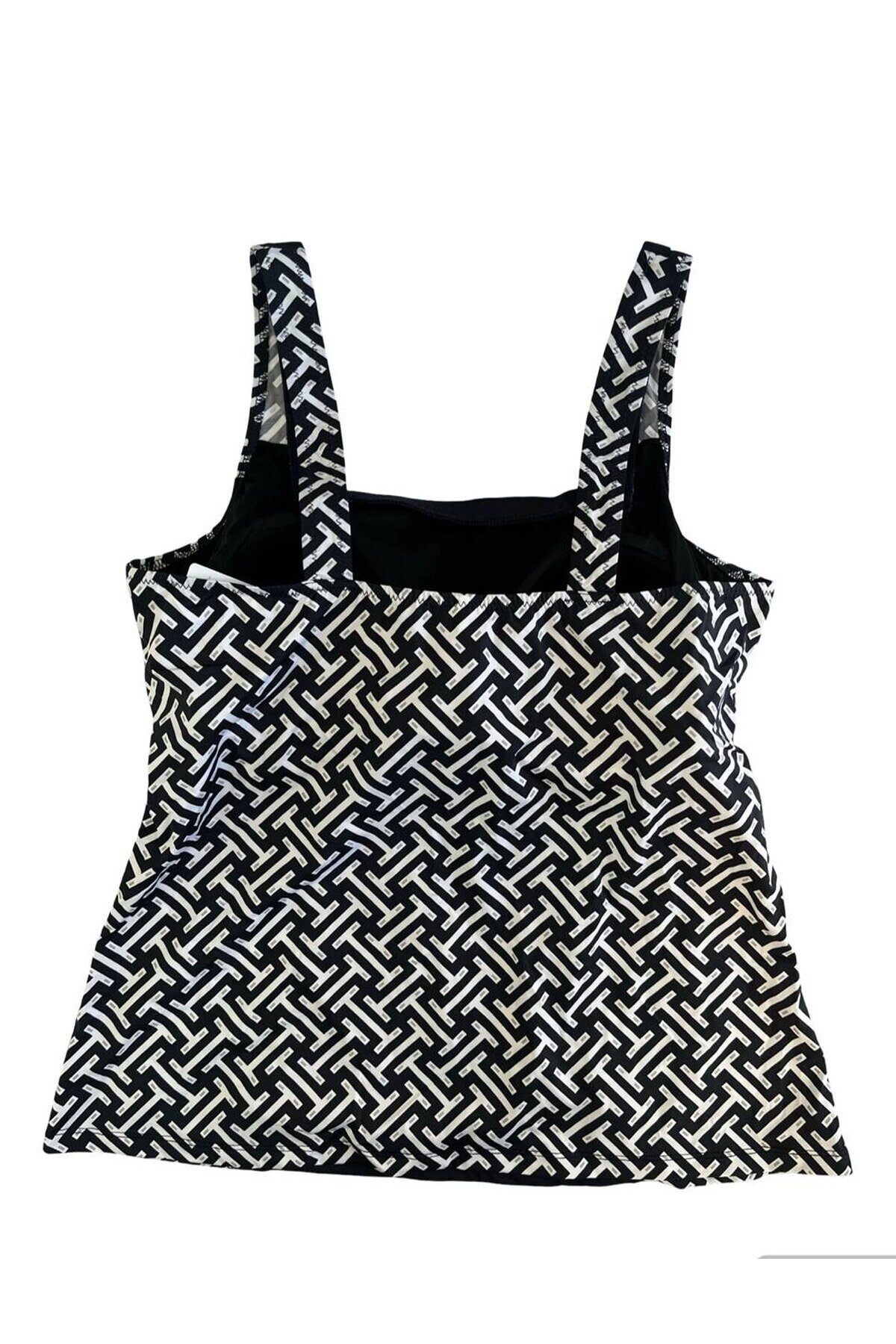 Kadın Lacivert Beyaz Desenli Şortlu Tankini HZL25S-AR1801
