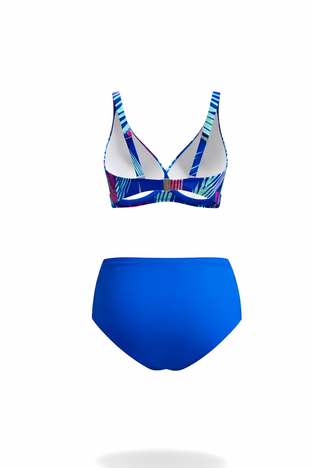 Kadın Mavi Çok Renkli Büyük Beden Astarlı Bikini Takım HZL25S-LC21202
