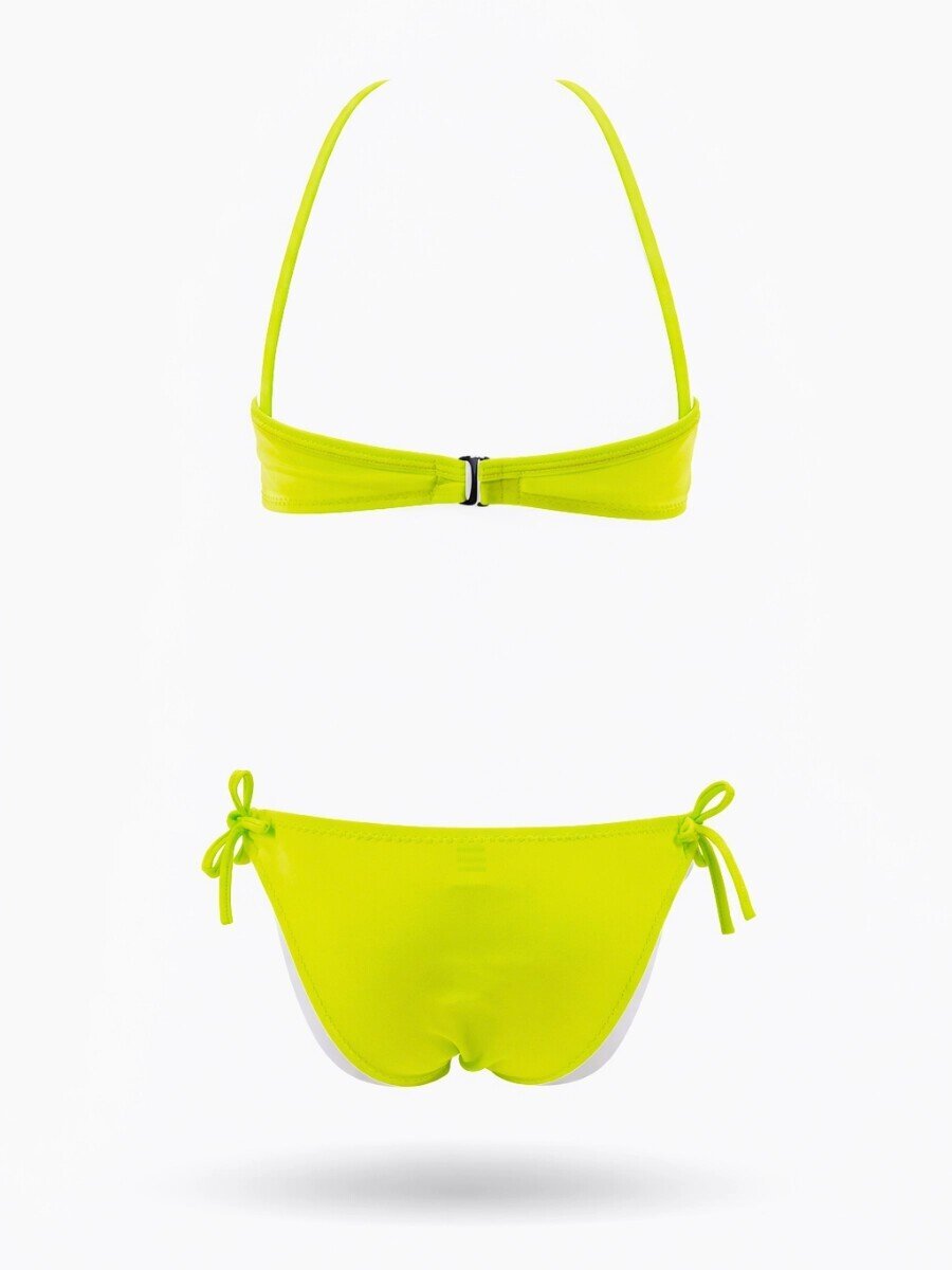Kız Çocuk Neon Sarı Püsküllü Astarlı Bikini Takımı 4-12 Yaş  HZL26S-LC18112