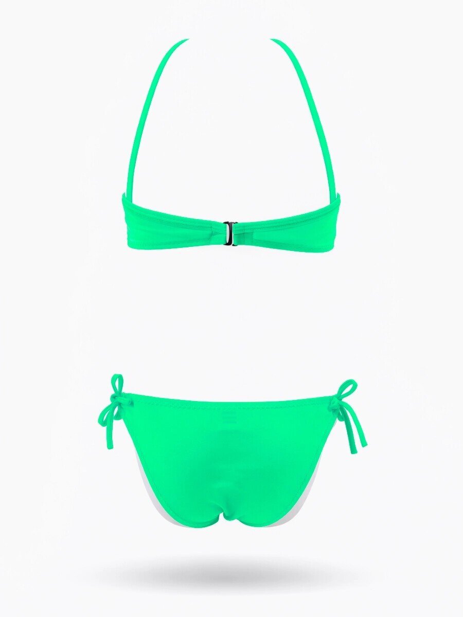 Kız Çocuk Neon Yeşil Püsküllü Astarlı Bikini Takımı 4-12 Yaş  HZL26S-LC18112