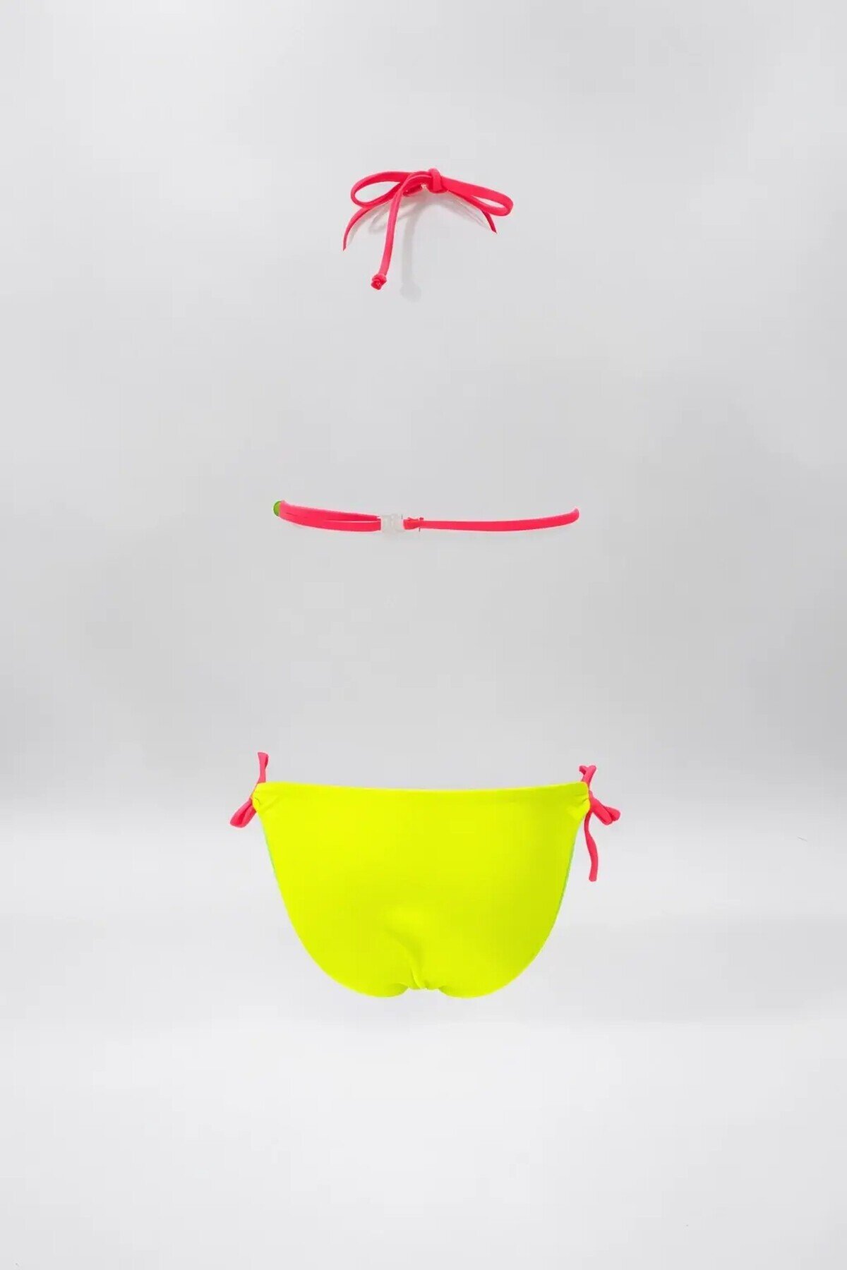 Kız Çocuk Sarı Tavuz Kuşu Desenli  6-14 Yaş Üçgen Bikini Takım HZL24S-LC19017
