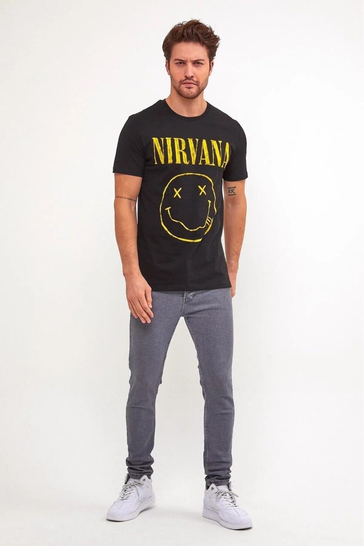Erkek % 100 Pamuk Bisiklet Yaka Baskılı T-Shirt