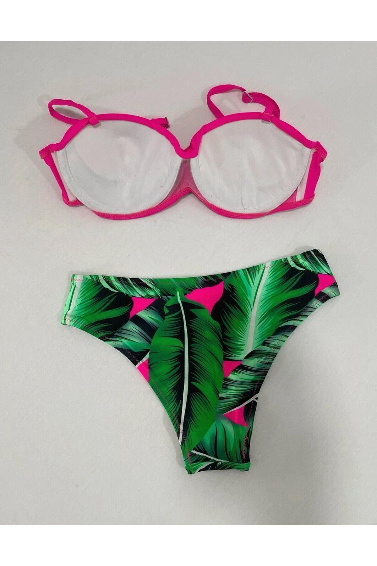 Kadın Fuşya İnce Askılı 3 Parça Bikini Takımı HZL25S-LC216