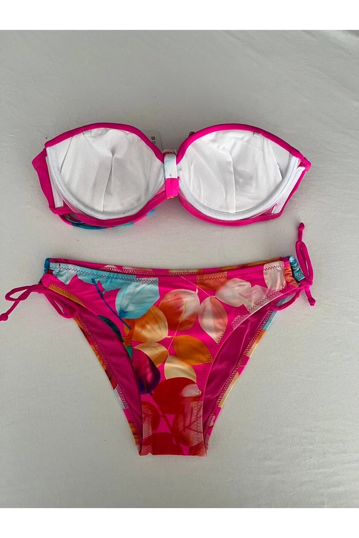 Kadın Fuşya Taş İşlemeli Astarlı Bikini Takım HZL25S-LC207