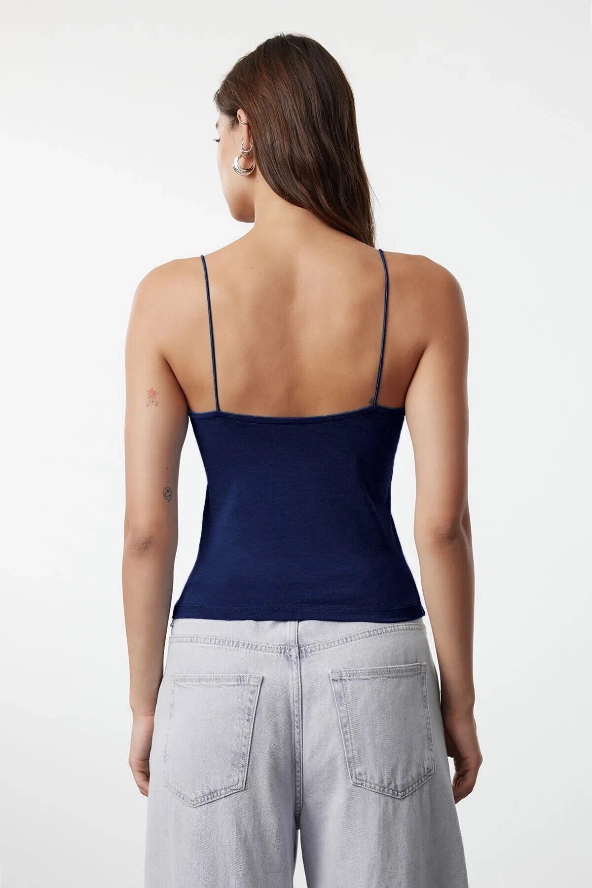 Kadın Lacivert İp Askılı Örme Body Bluz HZL24S-ZK11001