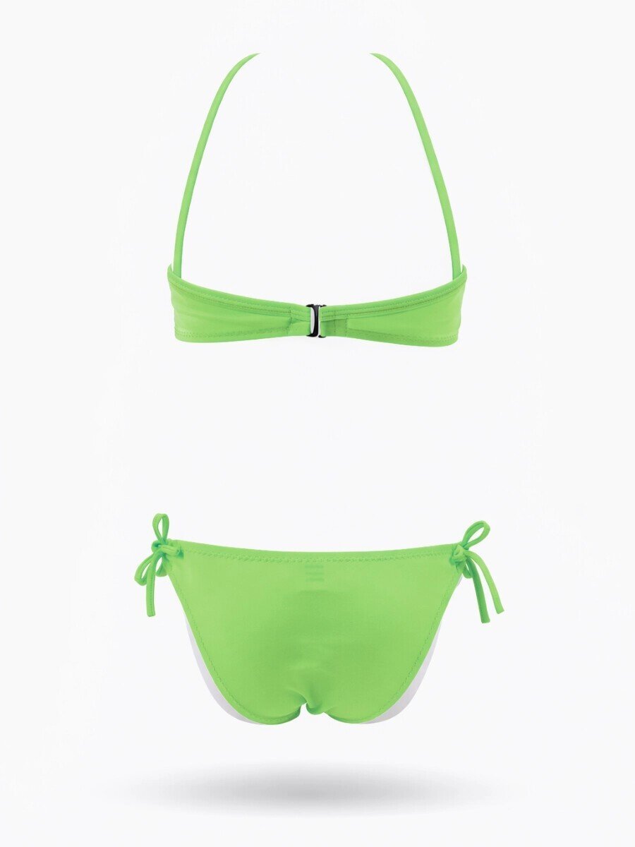 Kız Çocuk Neon Yeşil Desenli  2-8 Yaş Straplez Bikini Takım HZL24S-LC3652