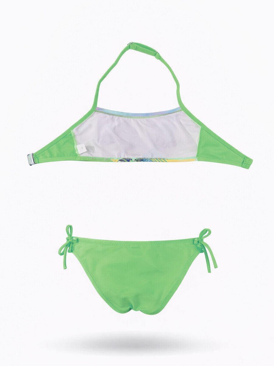 Kız Çocuk Neon Yeşil Desenli  2-8 Yaş Straplez Bikini Takım HZL24S-LC3652