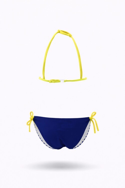 Kız Çocuk Lacivert Kelebek Desenli  2-8 Yaş Üçgen Bikini Takım HZL24S-LC2134