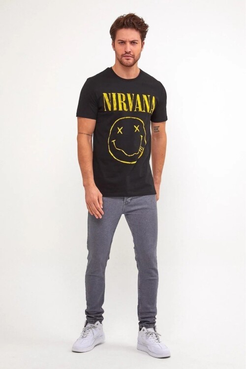 Erkek % 100 Pamuk Bisiklet Yaka Baskılı T-Shirt