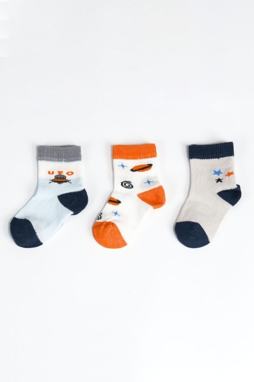 Erkek Bebek Basic Dikişsiz 3  lü Soket Çorap 0 Ay - 36 Ay