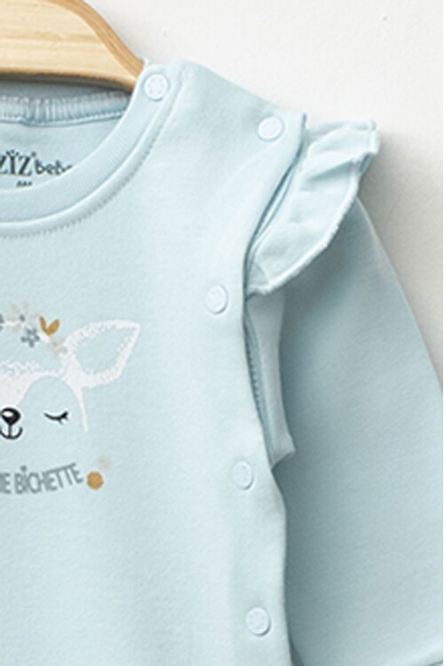 Kız Bebek Animal Desenli Zıbın Pantolon Bere 3 lü Alt Üst Bebek Takımı 0 Ay-6 Ay