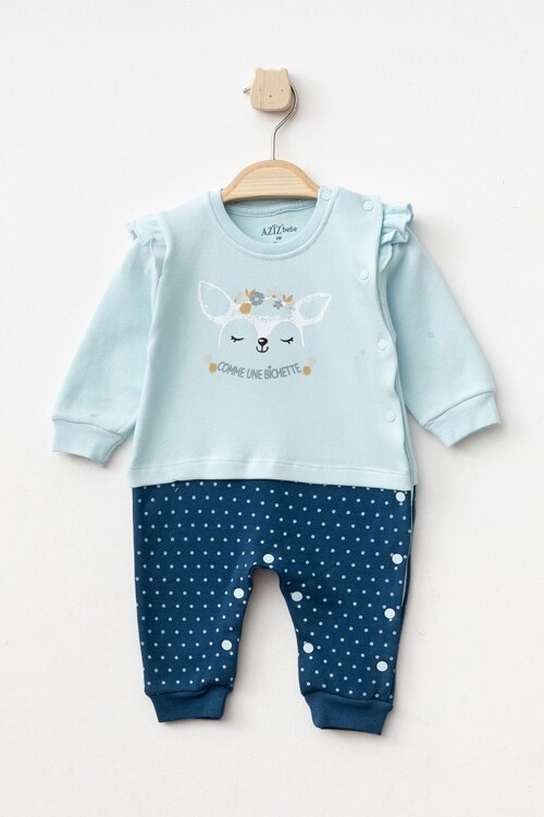 Kız Bebek Çıtçıtlı Desenli Patikli Tulum 0 Ay 6 Ay