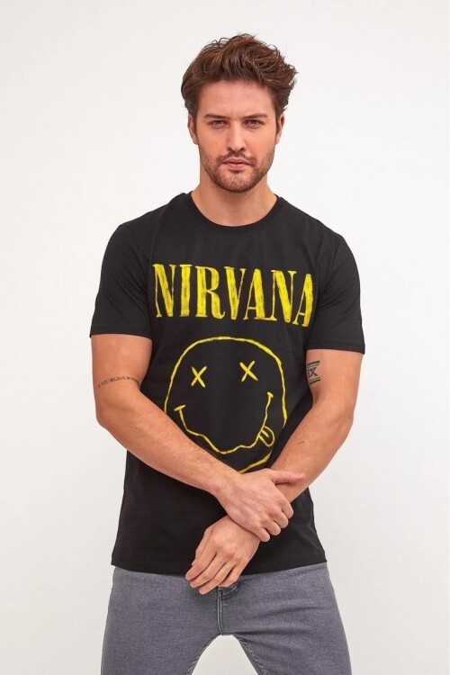 Erkek % 100 Pamuk Bisiklet Yaka Baskılı T-Shirt