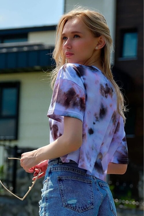 Kadın 3 Lü Baskılı Crop T-shirt