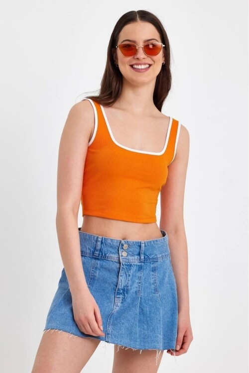 Kadın Askılı Crop Bluz